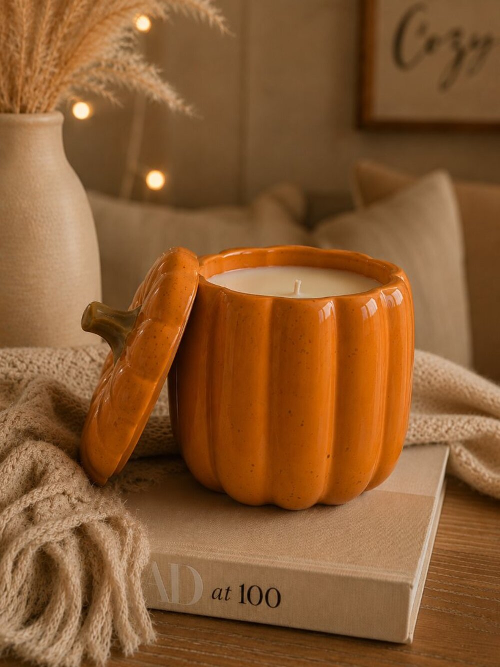 Chic Pumpkin Candle Jar | Cozy Fall Ceramic Candle Container | Autumn Home Décor